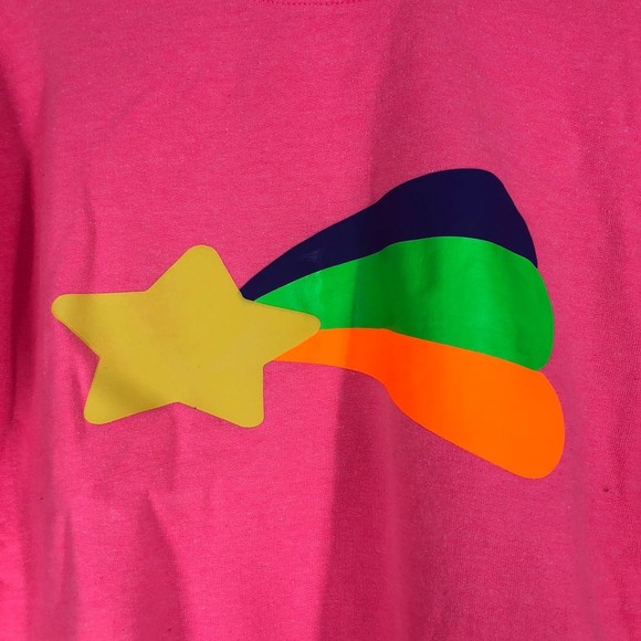 Gildan Hot Pink Girls Sweatshirt w/Rainbow Graphic Across the Chest sz L - Picture 4 of 5